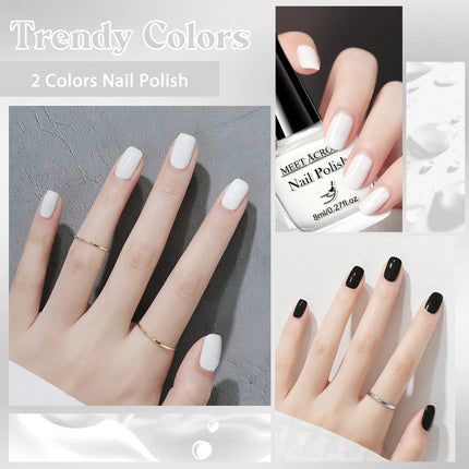 2pcs 8ml Water-Based Nail Polish Set Long Lasting Quick Drying No Need of Lamp to Cure Nail Supplies Vernis for Nails Manicure
