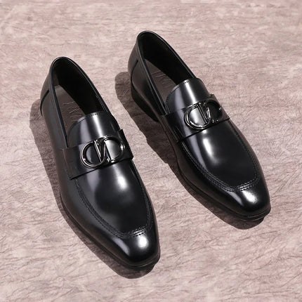 Men's Formal Shiny Handmade Leather Shoes Set Foot Business Casual Slip-on Shoe Shoes