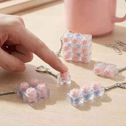 Fingertip Decompression Toy Keys Silicone Soft Cat Paws Keychain Key Ring Mobile phone Pendant Accessories Keyboard Tapping