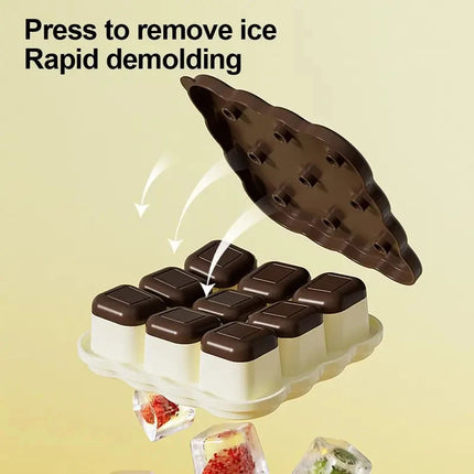 Cartoon 9 Grid Ice Cube Tray, Food Grade PP Ice Mold With Lid Household Freezer Ice Making Tool