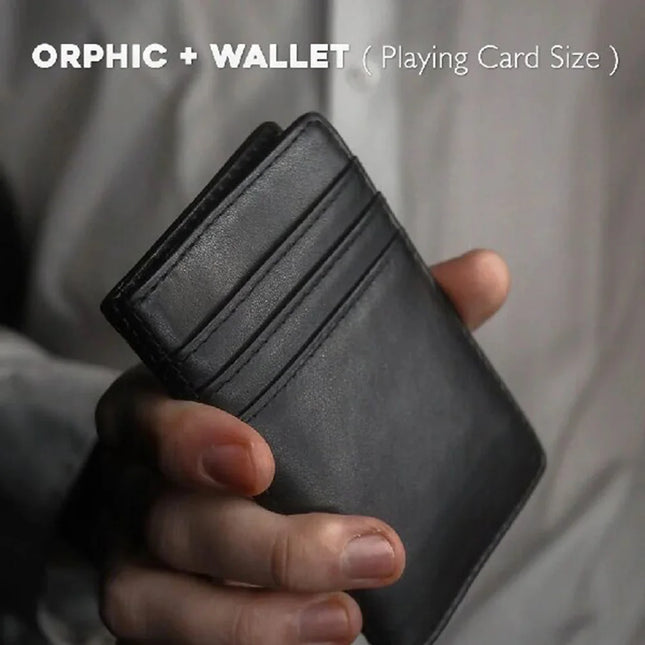 Orphic+ Playing Card Size in Leather Magic Tricks Card to Wallet Peek Switch Effects Close-up Illusions Gimmicks Mentalism Props