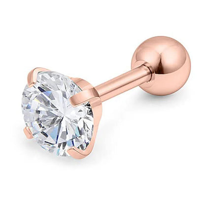 1 piece Stainless steel 4 Prong Zircon Ear Studs Earrings For Women/Men Tragus Cartilage Standard Lobe Daith Piercing Jewelry