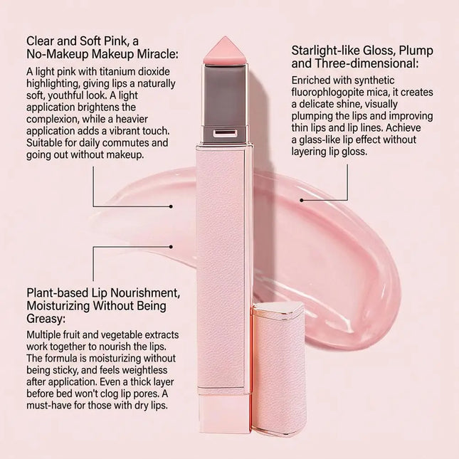 Plumping Lip Gloss Strawberry Pink Long Lasting Lip Tint Hydrating Lip Treatment Hyaluronic Acid Moisturizing Lip Balm