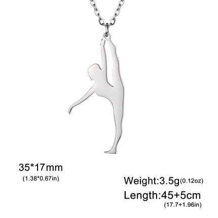 Unift Stainless Steel Sport Women Necklace Runner Rhythmic Gymnastics  Silhouette Pendant Fashion Birthday Jewelry Wholesale