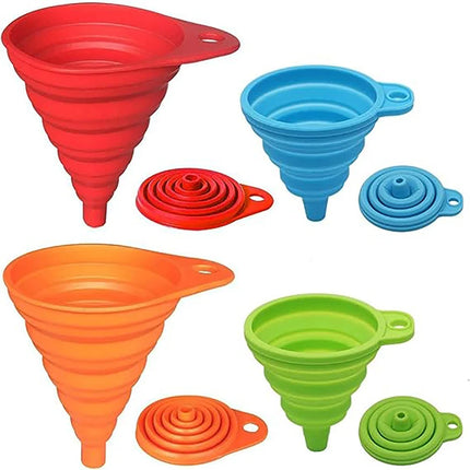 4 Piece Food Grade Silicone Funnel Set,Collapsible Kitchen Gadgets Accessories,,For Filling Water Bottles,Liquid Transfer
