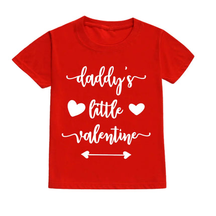 Daddy and Mommy's Valentine Print Kids T-Shirt Child Red Shirts Tops Boys Girls T-Shirt Valentine's Day Party Gifts Casual Clothes