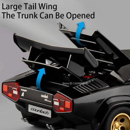 1:24 Countach LP500S REVUELTO Model Toy Supercar Alloy Diecast Sound Light Pull Back Doors Opened Mini Sports Car for Kids Gifts