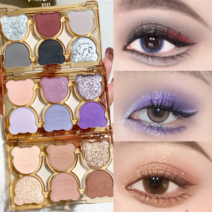 XIXI 6-Color Eyeshadow Palette Glitter & Matte Finishes for Y2K Inspired Smoky Eye Makeup Looks