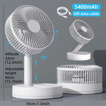 KASYDoFF Portable Oscillating Desk Fan, 8-Inch＆ 5400mAh USB Battery Operated Fan with 4 Speed Strong Airflow Foldable Personal