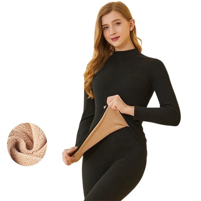 Winter New Women's Thermal Underwear Thick Intimate Set Berber Fleece 2 Pieces Underpants and Undershirts
