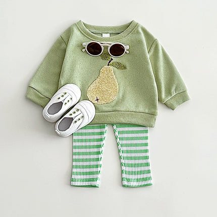 0-3Y Baby Girl Clothing Toddler Boys Sets Infant Suit Long Sleeved Pullover Shirt Cotton Newborn Baby Clothes Fruit Embroidery