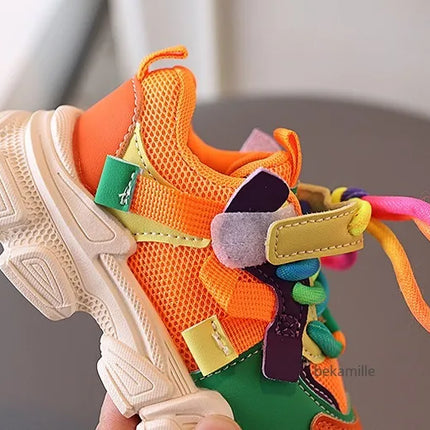 Girls & Boys Casual Sneakers Soft Sole Sports Shoes For Child Autumn colorful