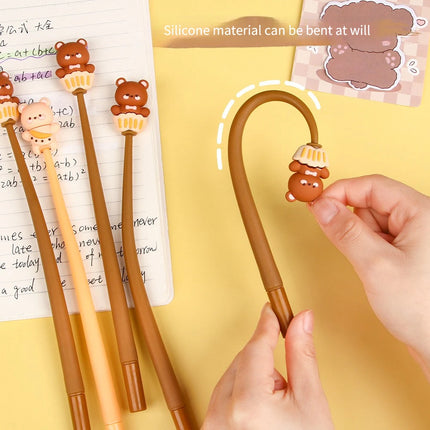 10Pcs/Lot Creative Little Bear Shaking Pens Cute Carrtoon Bear 0.5mm Black Ink Soft Gel Pen Kids School Office Stationery Gifts