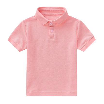 Baby Boys POLO Shirts Kids Short Sleeved T-shirt 2026 New Summer Solid Lapel Tops Toddler Boy Clothes 18M-6Y Children Clothing