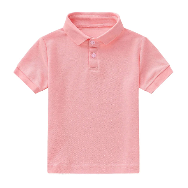 Baby Boys POLO Shirts Kids Short Sleeved T-shirt 2026 New Summer Solid Lapel Tops Toddler Boy Clothes 18M-6Y Children Clothing