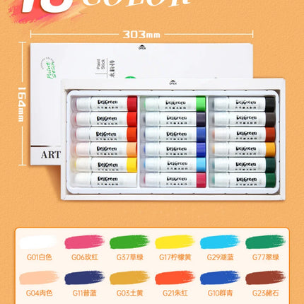 12/18/24 Color Soft Solid Gouache Paint Sticks Drawing Graffiti Art Crayons Washable Non Toxic for Kids Students Artists Painter