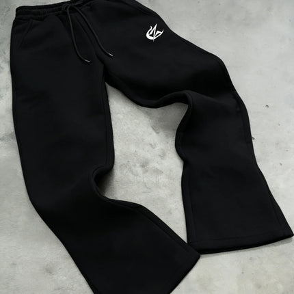 Minimal CZ Graphic Flare Sweatpants, Elastic Waist Pants For Skateboarding, Street Shooting & Night Outings