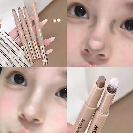 Highlighting & Bronzer Stick: Long Lasting Corrector with Brush, Brightening Concealer Pen, Nose Shadow, and Contouring Cosmetic