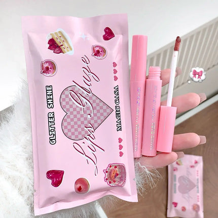 MAGIC CASA Five-Piece Pearl Shimmer Lip Gloss Set Plumping Lip Contour Collection Moisturizing Long-Lasting Lip Color Set