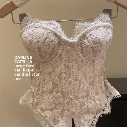 Sexy Lace Strap Vest ort Svel Inner Wear Women's Faion Autumn Winter Outerwear Top Ladies' Premium Faion 2025