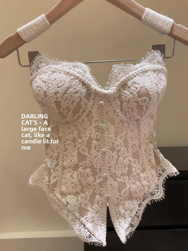Sexy Lace Strap Vest ort Svel Inner Wear Women's Faion Autumn Winter Outerwear Top Ladies' Premium Faion 2025