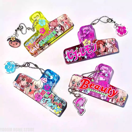 Vintage Showa Cartoon Anime Spice Girls Sealing Clip with Pendant Resin for Storage Food Packaging Kitchen Gadgets