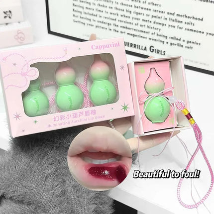 Cute Zucchini Jelly Lip Gloss Mirror Watery Gloss Liquid Lipstick Hydrating Lasting Moisturizing Tender Pink Student Lips Makeup