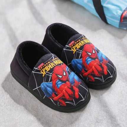 Children Cartoon Spider Print Cotton Slipper Soft Autumn Winter Warm Baby Boys Girl Indoor Home Bedroom Cotton Shoes Size 24-31
