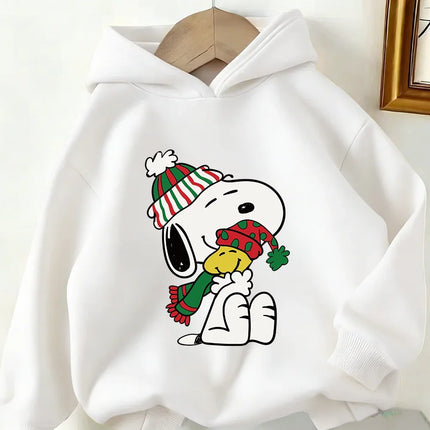 Childrens Peanuts Snoopy Hoodie Boys Girls Kawaii Cartoon Puppy Dog Graphic Hooded Sweatshirt Winter Leisure