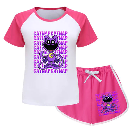 Smilings Critters Cat Outdoor Clothing Children Top Tracksuit for Girls Boutique Clothes for Trips Striped Children's Fashion