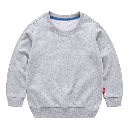 Spring Children's Cotton sweatshirt Boy and Girl Casual Solid Plain Hoodies Tops 3-10 Years Kids Long Sleeve T-shirt Cltohes