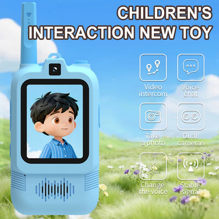2 sets of children's video Walkie-Talkies, rechargeable video Walkie-Talkie toys for boys and girls ages 3-12 (Blue&Pink)