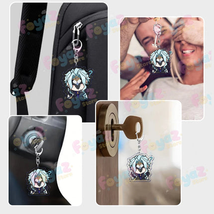 Cute Cartoon Dottore Keychains for Accessories Game Gamer Anime Jewelry Keyrings Chibi Charm Friends Gifts