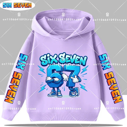 Autumn Children's Comfortable Hoodies 67 Six Seven Digit Print Kid Cute Fleece Sweatshirt Boys Girls Casual Fashion Sport Hooded