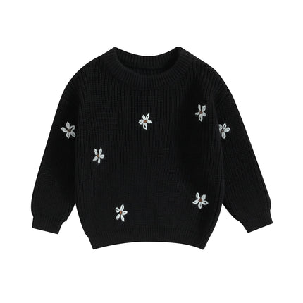 Baby Girl Sweater Long Sleeve Crew Neck Flower Winter Warm Knit Pullover Sweater Infant Clothes
