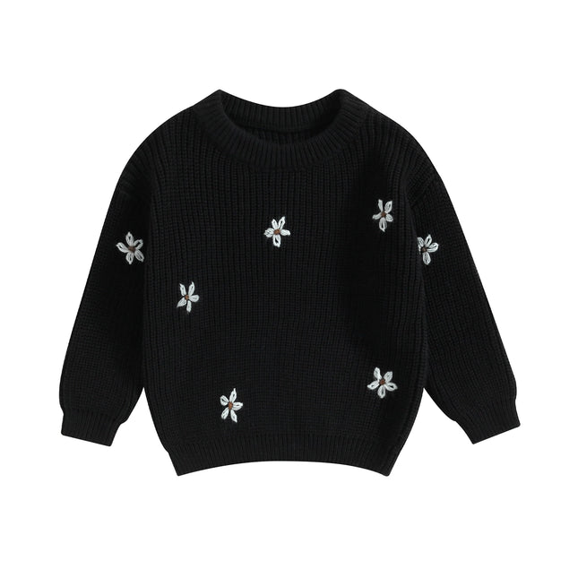 Baby Girl Sweater Long Sleeve Crew Neck Flower Winter Warm Knit Pullover Sweater Infant Clothes
