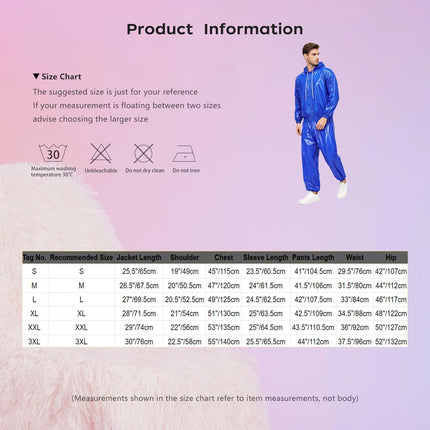Mens Sauna Tracksuit Set Zipper Hoodie Drawstring Pants Waterproof Long Sleeve Front Zip-up Drawstring Hood Jacket with Pants
