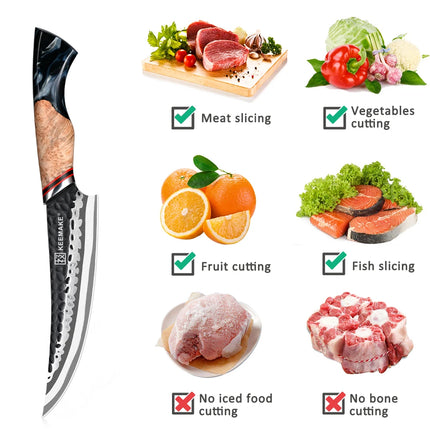 KEEMAKE 5.5" Inch Small Chef's Knife 7 Layers Damascus Steel Japanese Kitchen Knife Sharp Cutting Knife Ergonomic Resin Handle