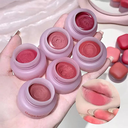Matte Velvet Mist Cheek Lip Mud Natural Nude Multi-purpose Blush Orange Brown Solid Lip Gloss Tint Lasting Shading Korean Makeup