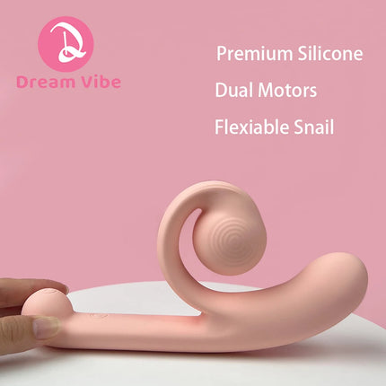 Snail Dildo Vibrator Adjustable Clit Fit Penetration G-Spot Dual Motors Pleasure Women Sex Toy Double Stimulation Toy Love 18+
