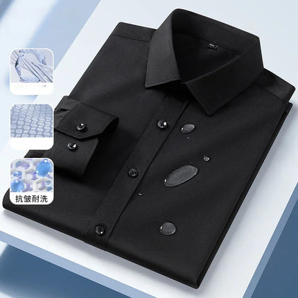 White shirt, men's long sleeved business dress shirt, ice silk sun protection, wrinkle resistance, non ironing, casual career