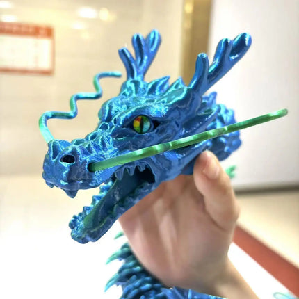 85Cm/33.46In Super Large Open-Mouth Chinese Dragon Moveable Joints Animal Model Home Desktop Decoration Ornament Gift Collectible Statue