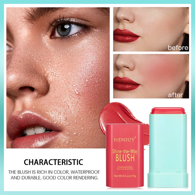 Tinted Mositure Blush Stick Face Pink Cream Cheek Blusher Cosmetics 3 in 1 Makeup Tubes used on eyes cheeks High color rendering