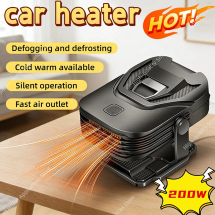 360° Rotating Cold warm available 200W Car Heater Defroster 2-in-1 12V Portable Windshield Heater Fast Removal Frost/Fog 2026
