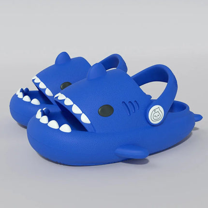 KIDMI Boys Girl Shark Slides Non-Slip Open Toe Cloud Sandals Cute Comfy Cushioned Thick Sole Slippers Cartoon Shower Slippers