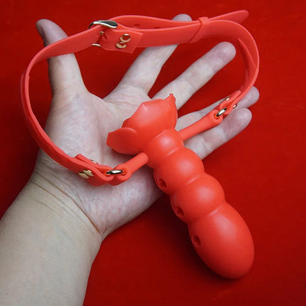 Silicone BDSM Penis Dildo Gag Deep Throat,Open Mouth Gagged Adjustable Depth,Bondage Restraints,Sex Toys for Couples,Role Play