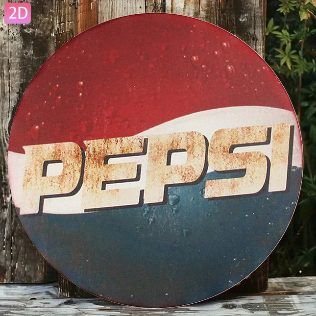 2D Vintage Metal Sign Pepsi Retro Classic Soda Drink Logo Rustic Grunge Tin Wall Art Plaque for Home Bar Cafe Decor Gift