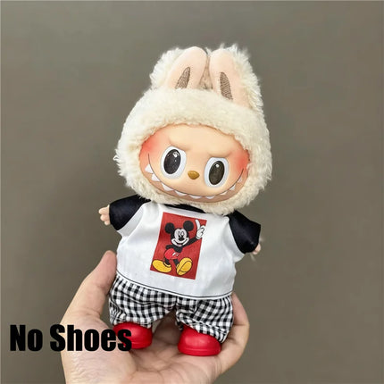 For Labubu Doll 15 17cm Outfit Clothing Cartoon Disney Mickey Minnie Mouse Zootopia Judy and Nick Stitch Goofy Cosplay Clothes ﻿
