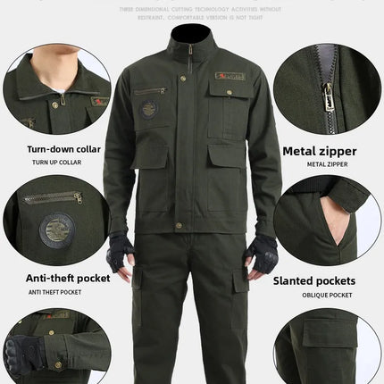 Thickened Work Uniform Set for Men Spring Autumn Auto Repair Welding Heat Resistant Wearable Labor Protection Clothing for Co...