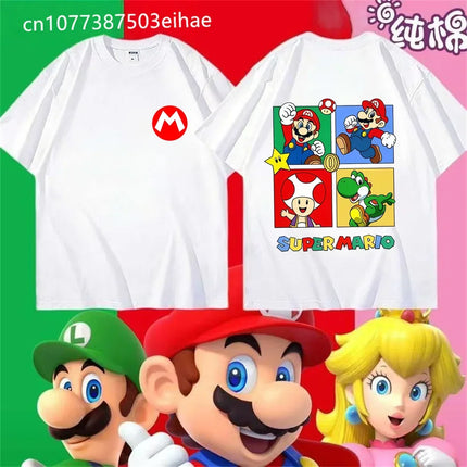 Super Mario Yoshi T-Shirt 2026 New Summer Unisex Casual Streetwear Kids & Adults Mario & Yoshi Front Back Print Tee